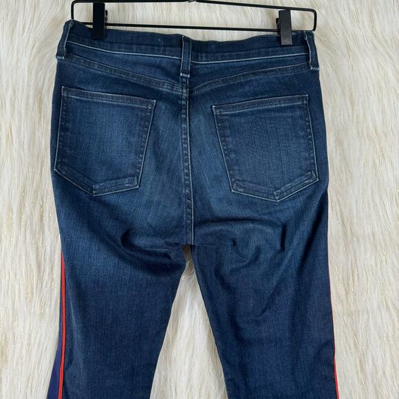 Veronica Beard Womens Carolyn 10" Baby Boot Cut Jeans Blue Red Dark Wash USA 26 - Picture 5 of 10